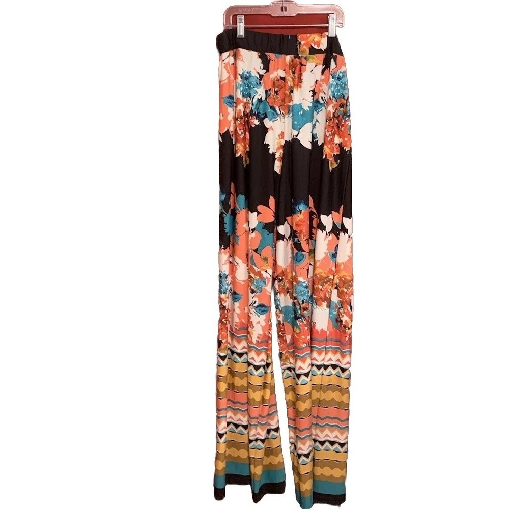 ECI‎ New York Women's Floral Geometric Wide Leg Palazzo Pants Size M BOHO